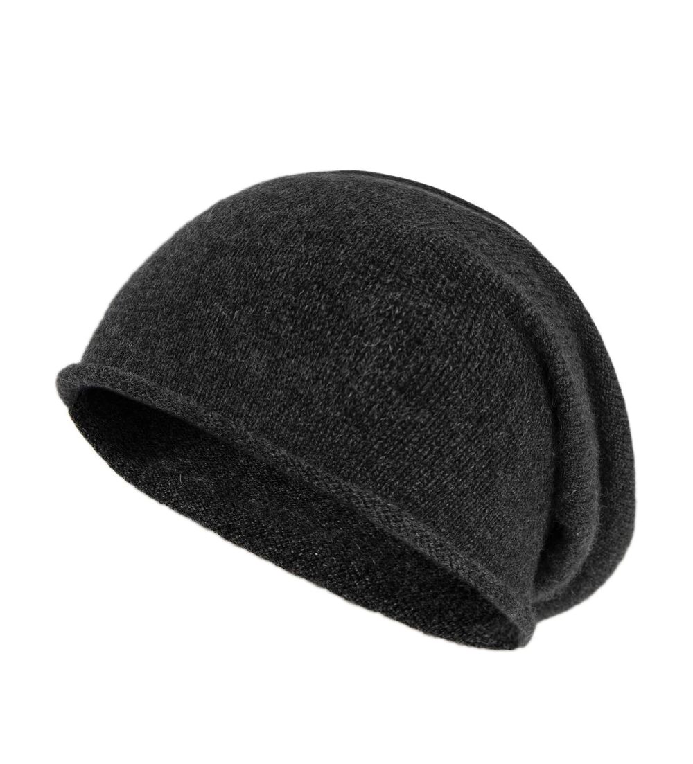 2613 100% Cashmere Slouchy Beanie Hat , Knitted Soft Warm Cashmere Skull